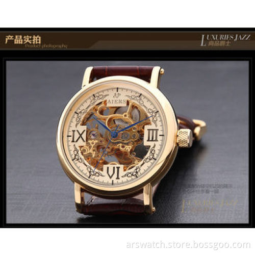 New antique automatic mechanical skeleton watch, with stainless steel case, automatic movement